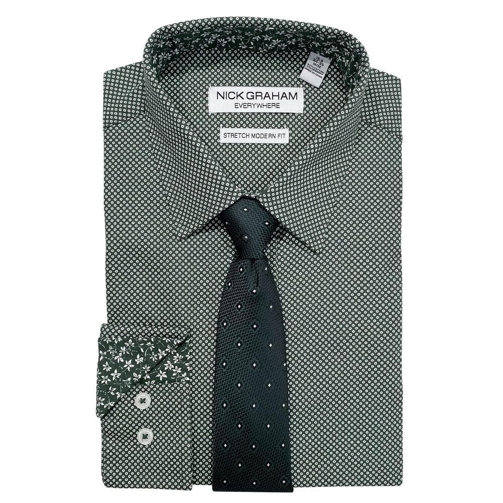3251 Columbus Circle Dot Tie Set, Hunter Green